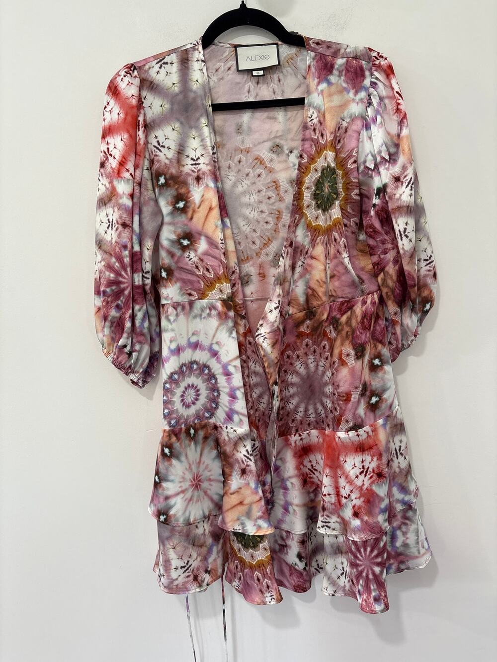 Alexis Tie Dye Pattern Boho Wrap Dress Size S